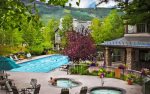 Outdoor pool and hot tubs located just behind the Slopeside condo.